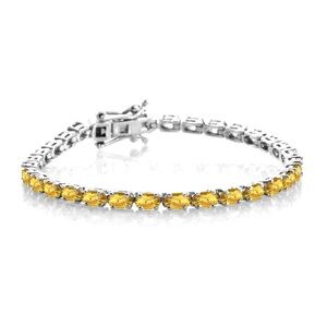 Tennis Bracelet with Rhodium Plated Sterling Silver and Citrine Ovals